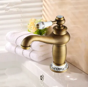 Aur ceramice bazinul robinet alama baie american albastru și alb portelan placat cu aur antic robinet baie chiuveta de robinet