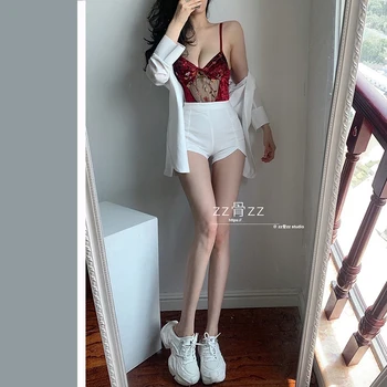 Noua Moda Skinny Plasă De Dantelă Broderie Transparente Sexy Rezervor De Vară Sexy Costume Femei Coreene Topuri Fata Fierbinte De Sex Feminin Salopetă