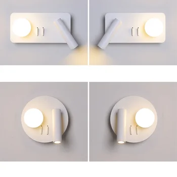 Modernă cu LED-uri Lampă de Perete de Fier Tranșee de Perete Corpuri de iluminat Alb Simplu Înapoi Lumini Oglindă Acasă de Iluminat Dormitor, Camera de zi Wandlamp